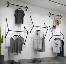 Clothing store display rack wall hanging wall hanging clothes rack men's and women's fashion shop iron work shelf clothes rack 2024 - buy cheap