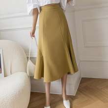 Elegant Fashion Ruffles Women Midi Skirt Spring Summer Chic Asymmetrical High Waist Skirt Female Casual Long Skirt 2024 - buy cheap