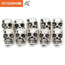 10 PCS Antique Silver Skull Head Spacer Beads Jewelry Bracelet Findings 4mm Hole 2024 - buy cheap