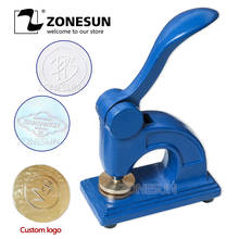 Zonesun hf1 carimbo para escritório, sinete em relevo com logo personalizado em aço inoxidável para documentos de trabalho e trabalho 2024 - compre barato