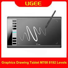 Tablet de desenho gráfico ugee m708, arte de escrita, 266rps, 8192 níveis, tablet com caneta passiva para janela, android, mac 2024 - compre barato