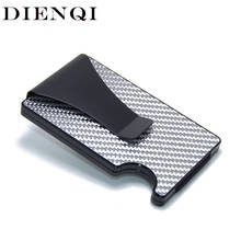 DIENQI-tarjetero de Metal de fibra de carbono para hombre, caja de tarjeta RFID, billetera mágica a la moda, tarjetero minimalista de acero 2024 - compra barato