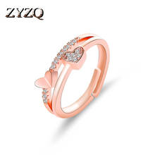 Женское Обручальное Кольцо ZYZQ, регулируемое кольцо в форме сердца с крошечный камень, 2019 2024 - купить недорого