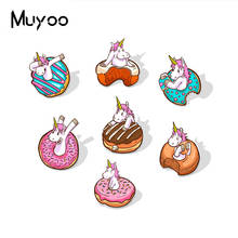 New Arrival Cute Unicorn and Donuts Cartoon Icons Acrylic Badge Pin Rainbow Horse and Sweet Dessert Epoxy Resin Lapel Pins 2024 - buy cheap