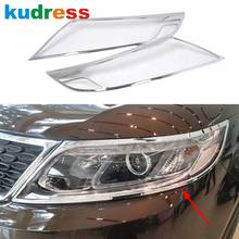 Cabeça dianteira luz da lâmpada capa guarnição para kia sorento 2013 2014 2015 abs chrome farol quadro trims estilo do carro acessórios 2 pçs 2024 - compre barato