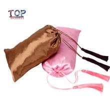 Blank Stock Brown/pink Satin Bags Wig Silk Wrap Bag Women Extension Packaging Bag Satin Hair Tassel Bag 2024 - buy cheap