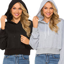 New Women Plain Hoodies Crop Top Solid Color Long Sleeve Ladies Hooded Pullover Summer Autumn Fashion Girl Sweatshirts Clothing 2024 - buy cheap