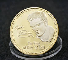 Moneda conmemorativa del King of N Rock Roll, regalo de Moneda conmemorativa de oro, 1 unidad, 1935-1977, envío directo 2024 - compra barato