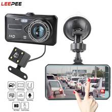 LEEPEE-Cámara de grabación con resolución 1080P para salpicadero de coche, dispositivo grabador de vídeo DVR HD de 4 "con doble lente, pantalla táctil, sensor G, WDR, accesorios para automóvil 2024 - compra barato