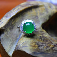 Liemjee-anillo Chapado en plata para mujer, joyería de moda con personalidad, redondo, Ágata verde, regalo con encanto de nombre conciso 2024 - compra barato
