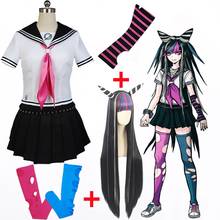 Conjunto de fantasia para cosplay, cosplay super dangan ronpa 2, para meninas, uniforme escolar, conjunto de saia, para cosplay 2024 - compre barato