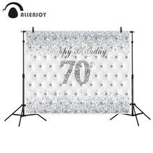 Pano de fundo para estúdios fotográficos, allenjoy 70th diamante, decoração com faixa, prateada e personalização 2024 - compre barato