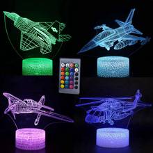 3D LED Night Light Fighter F22 Jets Helicopter 16 Colors Change Remote Control Table Lamps Toy  Gifts For Kids Home Decoration 2024 - buy cheap