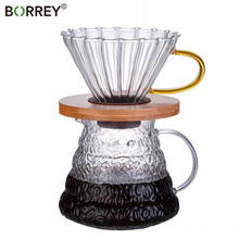 Borrey vidro café dripper listrado filtro copo estilo brewer ferramenta copo de café com suporte separado despeje sobre o filtro de papel de café 2024 - compre barato