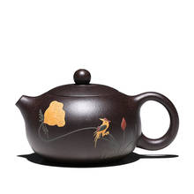 Black Zhu Mud Yixing Teapot Pure Hand Handmade Colourful Mud Painted Flower Bird Xi Shi Pot Purple Clay 188 Ball Hole 170ml 2024 - buy cheap