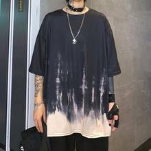 2022 Summer five sleeve tie dye T-shirt for men short sleeve hip-hop Korean version retro loose couple top 2024 - buy cheap