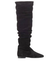 Botas femininas de camurça, sapatos pretos de inverno da moda para mulheres, saltos baixos de camurça, stretch, sólida, bico ponteagudo, botas altas do joelho 2024 - compre barato