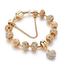 20CM Gold Heart Charm Crystal Bracelets Bangles For Women Stainless Steel Bracelet Handmade Jewelry Bracelet SBR190044 2024 - buy cheap