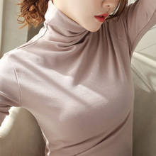 Solid Color Turtle Neck Long Sleeved Sweater Velvet Padded Warmth Slim Bottoming Shirt Top Women 2024 - buy cheap