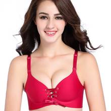 Big size Sexy front closure rope bra Front pull rope gathering type young girl sexy bra with back hook wire free push up bra 2024 - compre barato