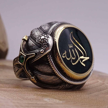 Creative Vintage Arabian Rune Saudi Star Sword Glass Ring Men's Rock Party Jewelry 2024 - buy cheap