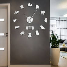 Reloj de pared con diseño de Bulldog inglés, con diseño de silueta de Bulldog británico, de pared grande, bricolaje 2024 - compra barato