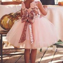 Bebê crianças rendas vestidos da menina de flor para o casamento meninas pageant vestidos primeira comunhão grande arco volta inchado tule vestidos de natal 2024 - compre barato