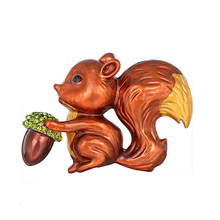 Squirrel Brooch Pins New Cartoon Alloy Painting Rhinestone Animal Brooch Pine Cone Retro Creative Cute Brooch Pin For Women 2021 2024 - buy cheap