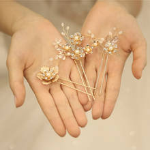 Horquillas doradas con flores para mujer, horquillas simples para el pelo, tocado de boda, joyería nupcial hecha a mano, accesorios para baile de graduación 2024 - compra barato