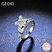 Geoki 925 Sterling Silver 1 Ct Perfect Cut D Color VVS1 Moissanite Towel Shaped Ring Passed Diamond Test Stone Ring for Women 2024 - buy cheap