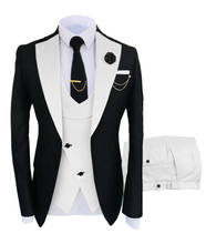 2021 Elegant Wedding Suits For Men Black White Bridegroom Groomsmen Best Man Blazer Groom Tuxedo Slim Fit Formal Costume Homme 2024 - buy cheap