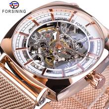 Forsining Fashion Machanical Watches Automatic Mens Wristwatch Rose Gold Mesh Watch Waterproof Top Brand Luxury Erkek Kol Saati 2024 - buy cheap
