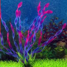 Acuario acuático de 29,5 CM, decoración de pecera, adornos de Acuario, plantas de agua artificiales, césped planta púrpura verde de plástico 2024 - compra barato