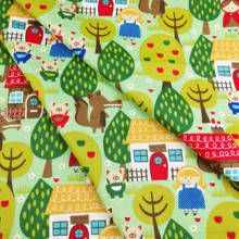 50x50cm Green Tree Wolf Girl Animal Cotton Fabric Diy Handmade Patchwork Quilting Sewing Pillows Baby Bedding Textile Tecidos 2024 - buy cheap
