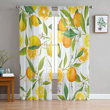 Lemon Flower Leaf Fruit Tulle Sheer Window Curtains for Living Room Bedroom Modern Tulle Voile Curtains Drapes Decoration 2024 - buy cheap