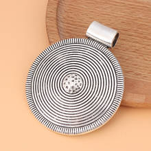 Pingente espiral de medalhão extra grande, prateado 5 tamanhos boho rústico para colar jóias acessórios para fazer 2024 - compre barato