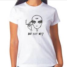 Fashion But Is It Art Alien Funny T Shirt Women Tops Summer Short Sleeve Hipster Tee Shirt Femme Casual Harajuku Women Tshirt 2024 - buy cheap