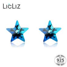 LicLiz-pendientes de plata de ley 925 con forma de estrella para mujer, joyería de Pentagrama con cristal azul, verde y morado, novedad, LE0509 2024 - compra barato