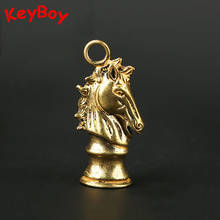 Vintage Brass Chess Knight Keychain Car Key Hanging Jewelry Fashion Copper Horse Head Men Keyring Pendant Children Birthday Gift 2024 - buy cheap