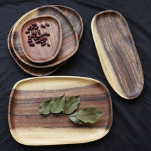 Plato ovalado Irregular de madera maciza para fruta, juego de vajilla de madera de Acacia entera, bandeja de té, postre y Cena 2024 - compra barato