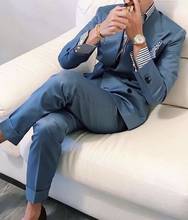 New Arrival Blue Prom Men Suit Wedding Groom Tuxedo Man Blazer Costume Homme Blazer Masculino Men's Suit 2 Pcs Jacket Pant 2024 - buy cheap
