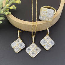 Lanyika Fashion Jewelry Set Elegant Square Micro Inlay Necklace with Earrings and Ring for Women Wedding Banquet Best Gifts 2024 - buy cheap