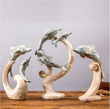 EUROPEAN MARINE ANIMAL DOLPHIN RESIN ORNAMENTS HOME LIVINGROOM COFFEE TABLE FIGURINES DECORATION HOTEL OFFICE ACCESSORIES CRAFTS 2024 - buy cheap