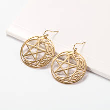 Dawapara Pentagram Star Earrings Vintage Stainless Steel Jewelry Gold Drop Earrings Gold Hollow Ancient European Amulet 2024 - buy cheap