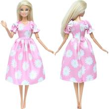 One Pcs Pink Dress Vsco Girl Wedding Party Gown Flower Pattern Princess Skirt Clothes for Barbie Doll Accessories House Toy 2024 - buy cheap