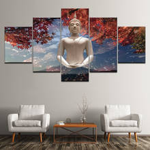 Painting Wall Art Pictures Canvas Modular Poster Frame 5 Panel Buddha Statue Maple Leaf Flower Landscape Home Decor HD Print 2024 - buy cheap