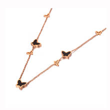 Collares de acero inoxidable con colgante de mariposa para mujer, joyería de oro rosa, regalo de boda, 7 Uds., N20067 2024 - compra barato