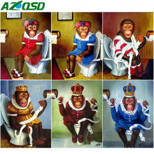 AZQSD DIY Diamond Painting Monkey Mosaic Full Square Drill Picture Of Rhinestones Diamond Embroidery Sale Animal Handmade Craft 2024 - buy cheap