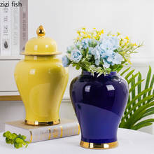 Jarro de cerâmica em porcelana dourada, jarra multiuso para armazenamento, decoração de casa, vintage, porcelana 2024 - compre barato