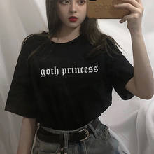 goth princess Summer Loose T-Shirt Letter New Punk Vintage Fun Black Horror Fashion Hip Hop Short Sleeve big Size Tops tees 2024 - buy cheap